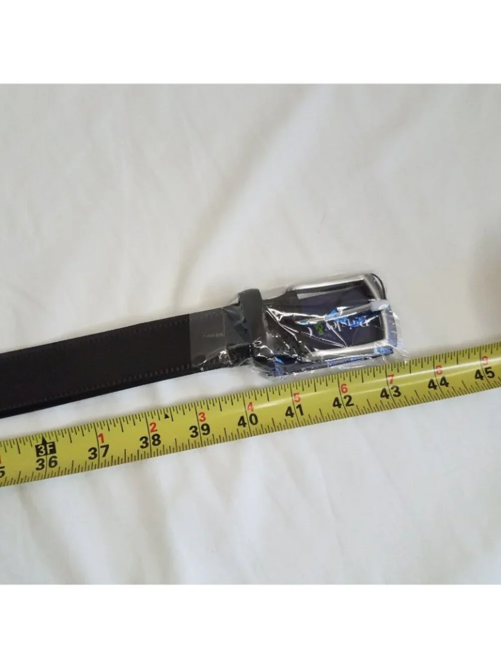 Paisley & Gray Mens Dark Brown Leather Belt SIZE 36 Brushed Silver Tone Buckle